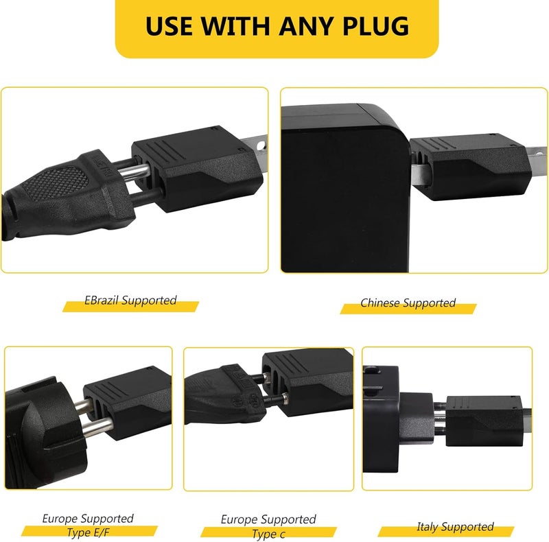Romeda 6 Pack European to US Plug Adapter, Travel Small European to American Outlet Plug Adapter, European Plug Adapter to USA Power Converter (Black) - Image 3